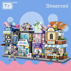 LOZ Mini Block Barber Bakery Photo Clothing Shop Architecture Model Building Blocks City Series Mini Street Store Children Brick