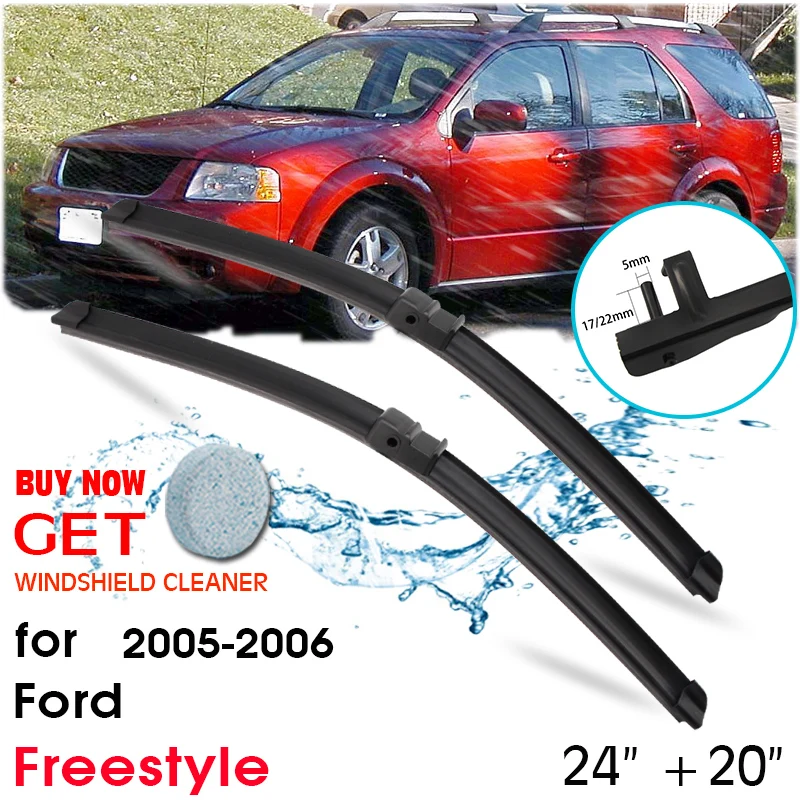 

Car Blade Front Window Windshield Rubber Silicon Refill Wiper For Ford Freestyle 2005-2006 LHD / RHD 24"+20" Car Accessories