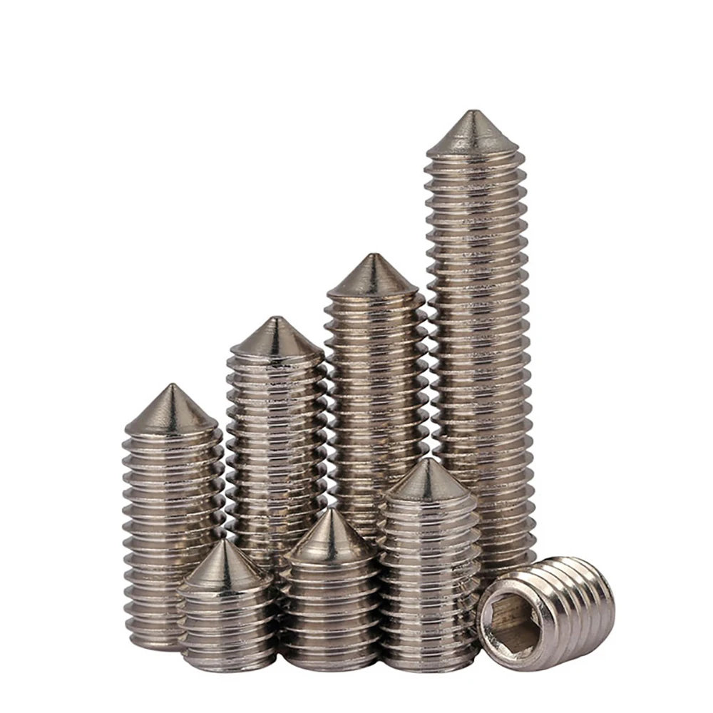 Yiqianyuan Stainless Steel Hex Socket Set Screws 10#-32/10#-24 UNF UNC DIN914 SUS304 Cone Point Headless Grub Screws