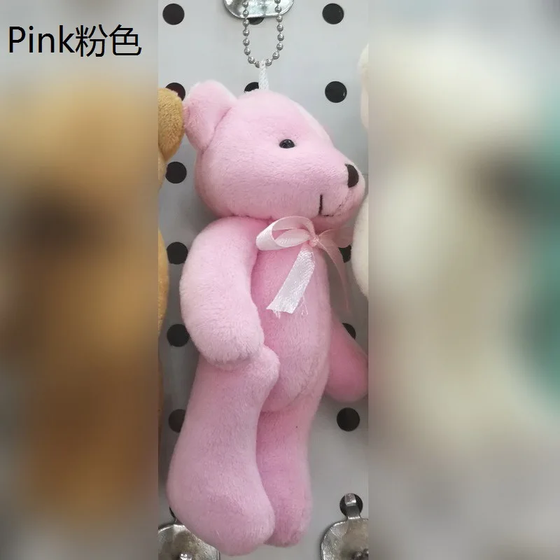 Poupée ours mignon 13CM, pendentif de téléphone portable, matériel de Bouquet de dessin animé, robe de mariage, jouet en peluche, animaux en peluche