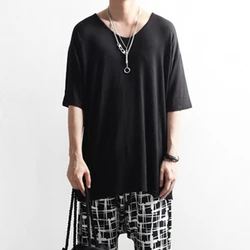 Men's T-shirt Summer wear South Korean fashion loose half sleeve V neck short sleeve T-shirt casual hip hop trend