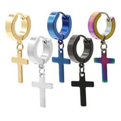 Fashion Stainless Steel Cross Earrings Punk Jewelry for Cool Women Girl Friendship Gifts Accessories