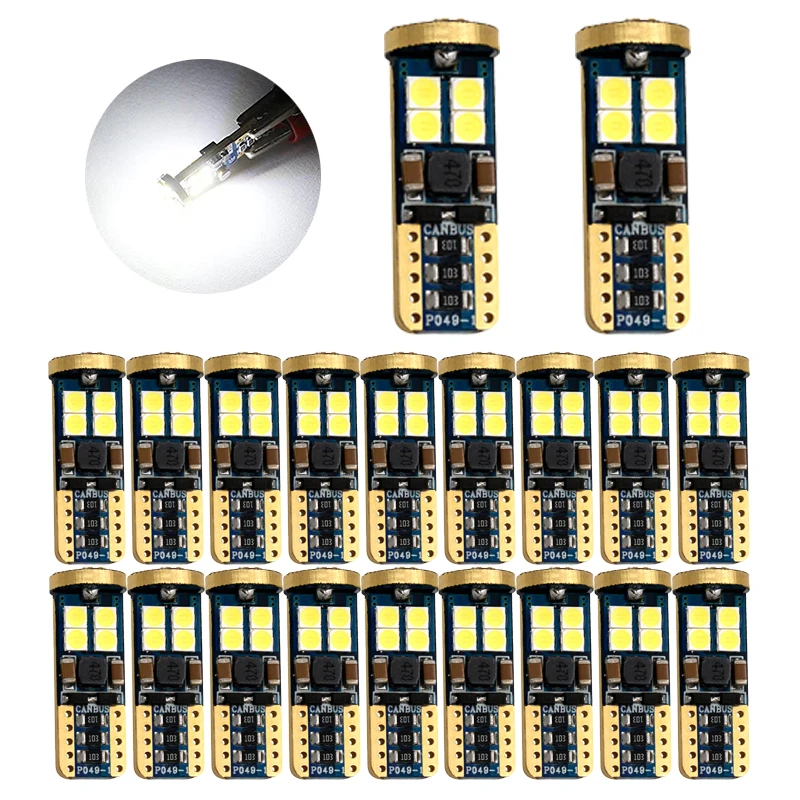 

20Pcs White T10 W5W Canbus No Error Free 3030 12SMD LED Bulbs For 168 194 Car Interior Dome Map License Plate Lights