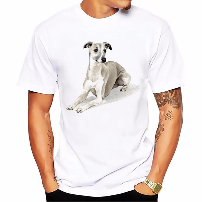 Brindle Greyhound Animal Print T-Shirt Men Dog Lovers Funny T Shirts Homme Harajuku Shirt Summer Tops White Tshirt Streetwear