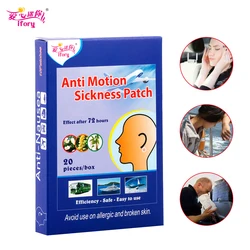 Ifory 20 Pcs Motion Sickness Patch Herbal Medical Patch Car Travel Seasick Patches for Adults Kids Travel Nausea Vomiting Use