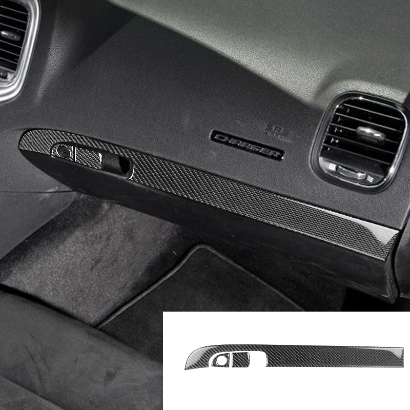 

Fit For Dodge Charger 2015+ Carbon Fiber Glove Box Trim Sticker Interior Co-Pilot Storage Handle Cover Car Accessories