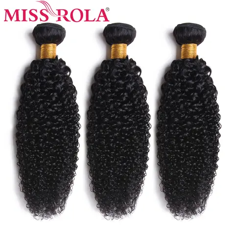 Miss Rola 브라질 킨키 곱슬 머리 직조, 레미 헤어 익스텐션, 천연 색상, 이중 씨실, 8-26 인치 100% 인모, 3 개