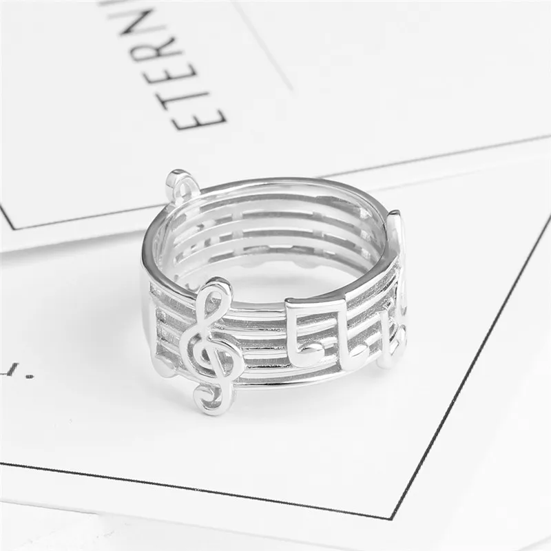 Fashion Musical Note Ring Hollow Musical Symbol Ring Jewelry For Female Music Lovers Wedding Party Music Ring Best Gift