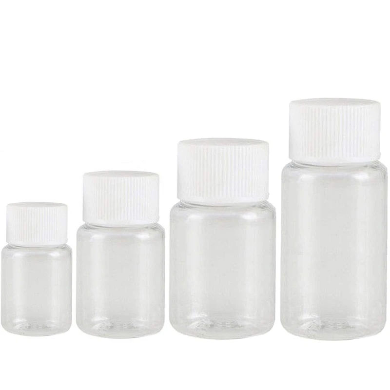 20Pcs 15ml 20ml 30ml 50ml 100ml Plastic Refillable Seal Bottles Vials Reagent store Container Plastic Screw cap