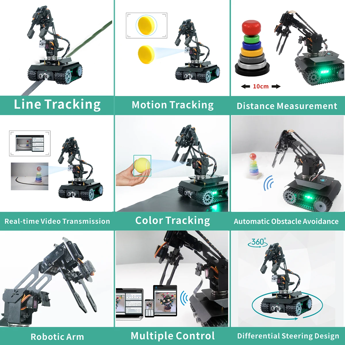 Adeept RaspTank Pro Smart Robot Car for Raspberry Pi , DIY Programmable Electronics Robotic Kit(Raspberry Pi Board NOT Included)