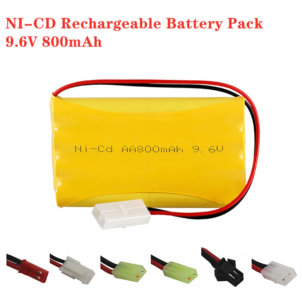 

9.6V 800mAh Ni-CD Rechargeable Battery For Rc Toy Boats Car Rc Truck Train Gun Spare Parts 8*1.2v AA Battery Pack