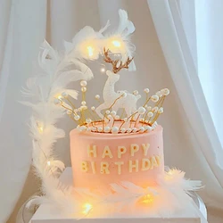 Crystal Deer Christmas Forest Elk White Flash Gold Dessert Table Decor Merry Christmas Decor For Home 2022 Kids Navidad Gifts