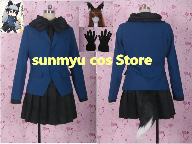 Kemono Friends Gingitsune With ears and tail Cosplay Costume Custom Size Halloween Wholesale Good Quality