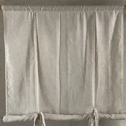 Pastoral Cotton Linen Pull-up Blackout Curtains, Grey Vintage Lifting Roman Curtain, Finished Cafe Rolling Cortinas Window Decos