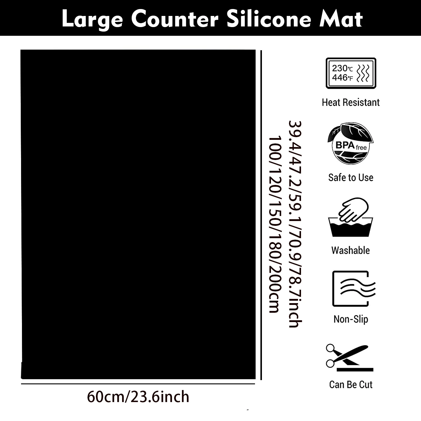 1mm Large Silicone Mat Vinyl Table Mat Heat Insulation Anti-Slip Washable Kitchen Dining Dish Placemat  Countertop Protector Pad