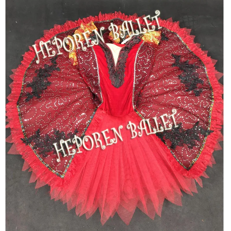 Custom Made Variation Don Quixote Ballet Tutu Dress One Piece Black Red Ballet Tutu Dresses Retail Wholesale