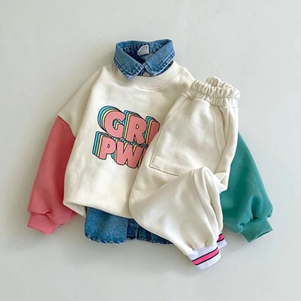 2024 New Autumn Baby Sweatshirt Set Fashion Letter Print Tops + Pants Suit Newborn Tracksuit Girls Clothes Sets(Sold Separately)