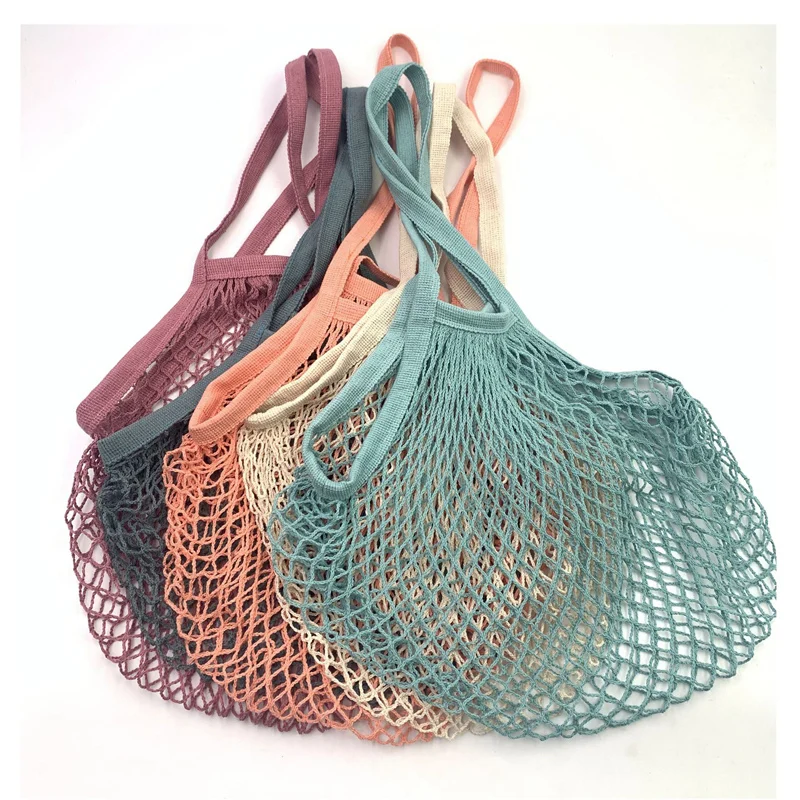 Totes Mesh Bag Cotton String Produce Shopping Turtle-bags Grocery Long Handle Net Shoulder-Bag Fruit Vegetable Reusable