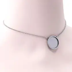 Reidgaller 5pcs Stainless Steel Adjustable Chain Necklace Bezel Blanks 20mm Cabochon Pendant Base Setting Diy Jewelry Making