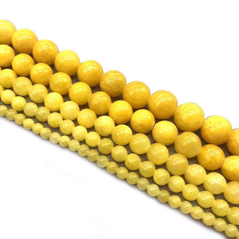 Natural Stone Yellow Cloud Jades Beads Round Loose Beads For Jewelry Making 15\