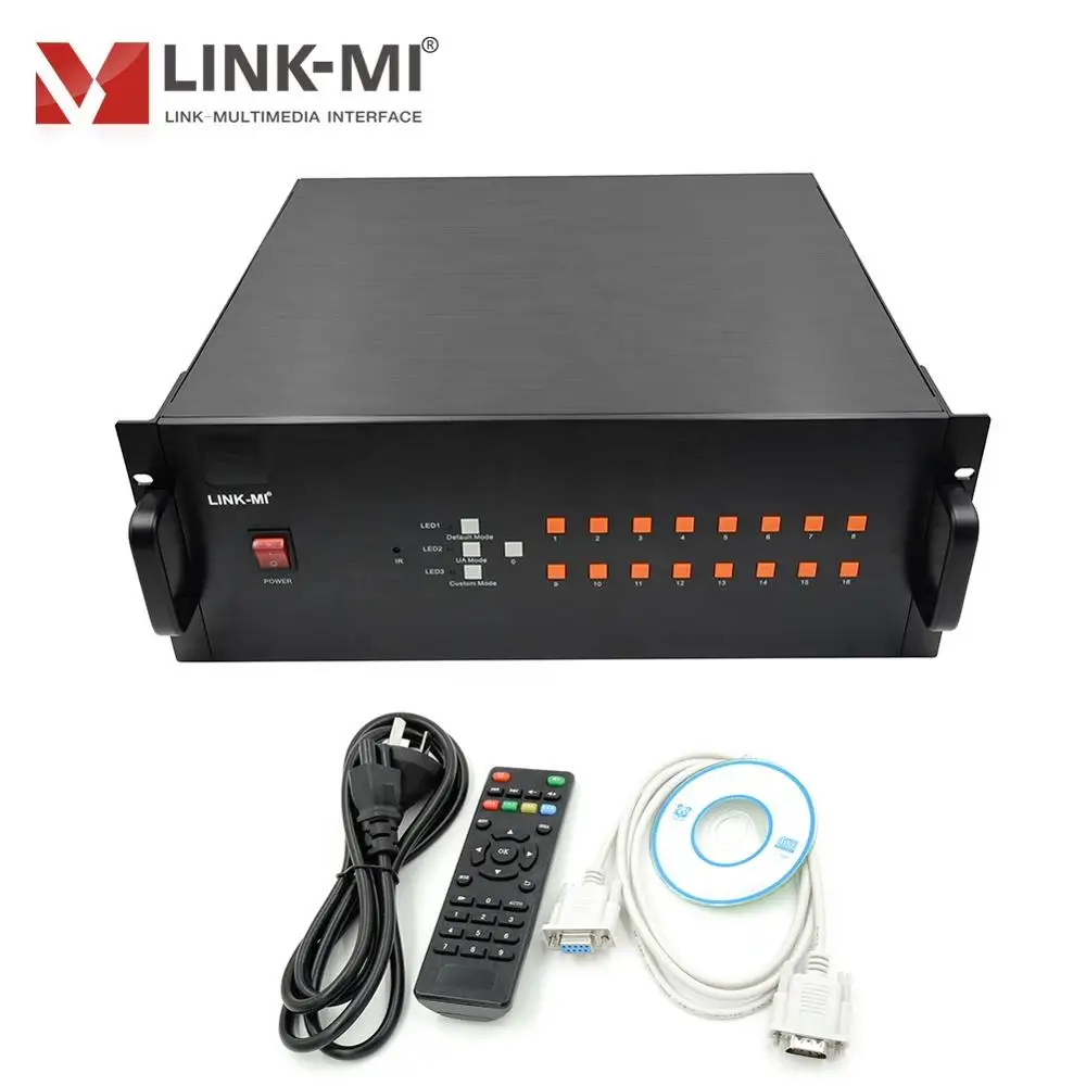 Monitor com 10 canais, sintético de vídeo hd 16x1, hdmi, vga, bnc, sinal cvbs, controle remoto rs232 1920x1080p