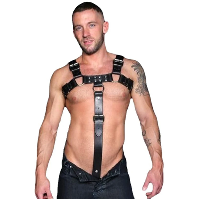 Sexy Gay Full Body Cockstraps Harness Belts Male Leather Lingerie BDSM Chest Harness Men Fetish Gay Bondage Clothes for Sex Game