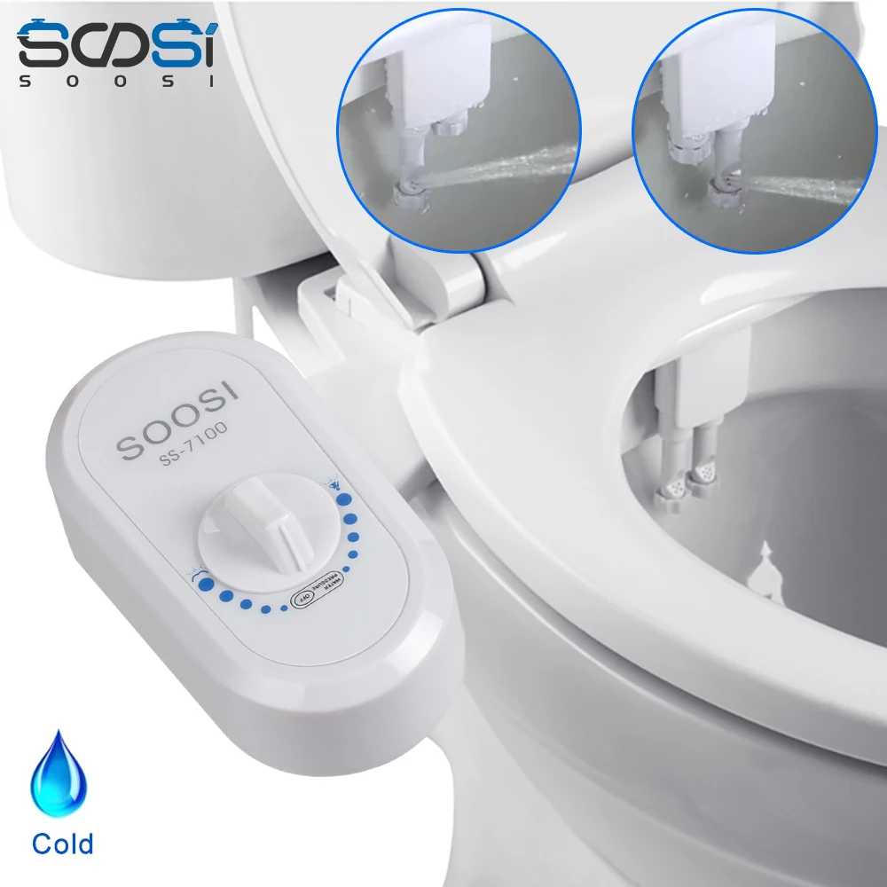 Bidet Toilet Seat Non-Electric Self-Cleaning Dual Nozzle-Fresh Water Sprayer Portable Mechanical Bidet Attachment  Ass Washing