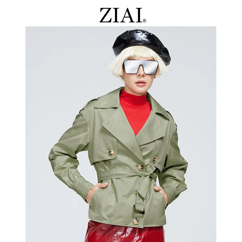 ZIAI 2022 Hotsale Spring Autumn Women's Short Lapel Trench Coat Fashion Trend Female Raincoat Business Windbreaker ZS-T092