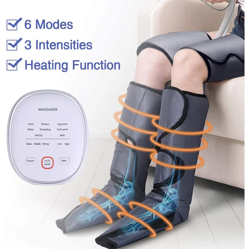 Masseur électrique à Compression d\'air pour jambes et mollets, enveloppe d\'air chauffé, contrôleur portatif, relaxation musculaire, soulagement de