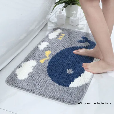 Tufted Bathmat Soft Irregular Geometric Mat Bathroom Rug Carpet Function Entrance Floor Anti Slip Pad Aesthetic Home Room Decor