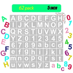 36/72Pcs 5 Inch Letter and Number Stencils Reusable Washable Alphabet Stencils Environment-friendly PET Art Craft Templates