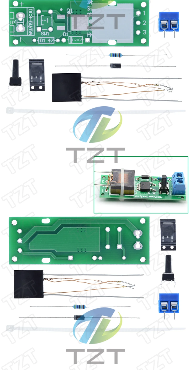 HV-1 Hochspannungsgenerator Lichtbogenzündungs-DIY-Kit Lichtbogengenerator Zigarettenanzünder-Kit DIY Hochspannungsmodul DC 3-5V Feuerzeug – Detail 6