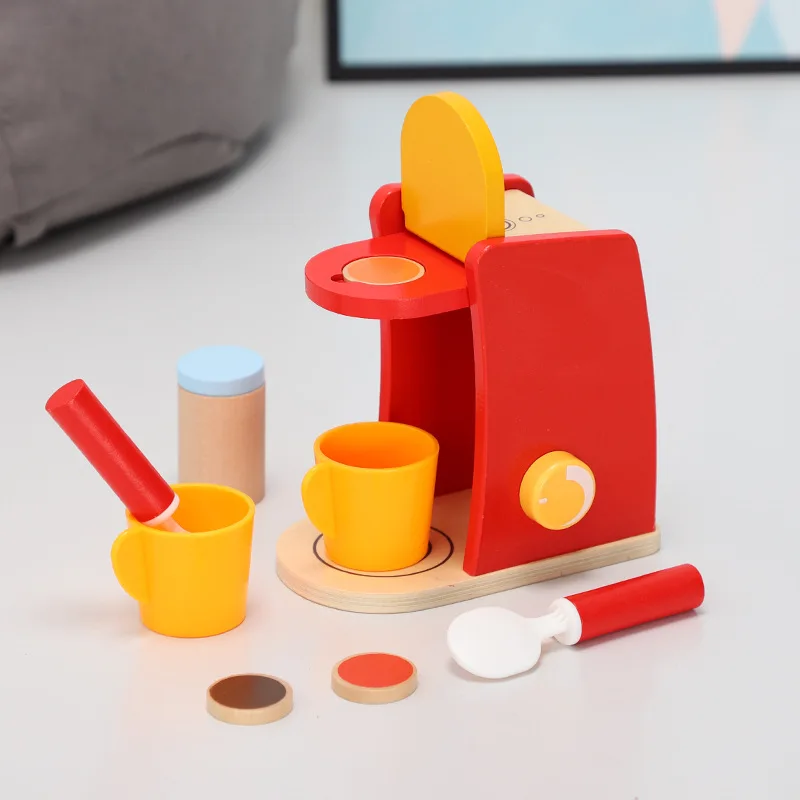 

s House toy wooden coffee machine breakfast combination afternoon tea early education simulation toy children chef toy