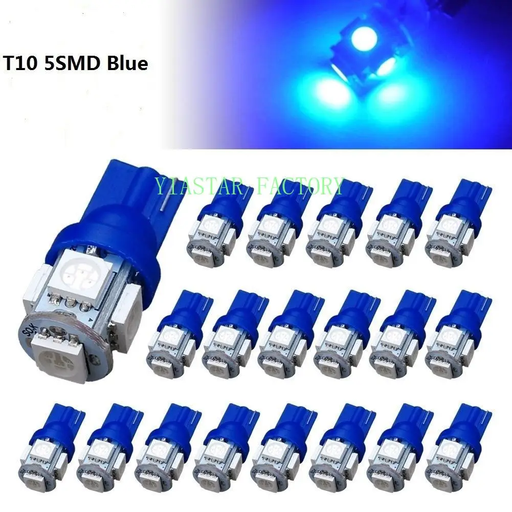 

300Pcs Led Car DC 12v Lampada Light Auto Wedge Clearance Lamp W5w T10 Led Parking Bulb T10 5050 5SMD Super White 194 168 Blue