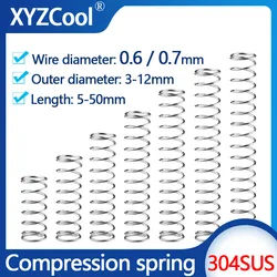 Stainless Steel Compression Spring Machine Coil Pressure Release Return Compressed Spring Wire Diameter 0.6mm 0.7mm 10piece