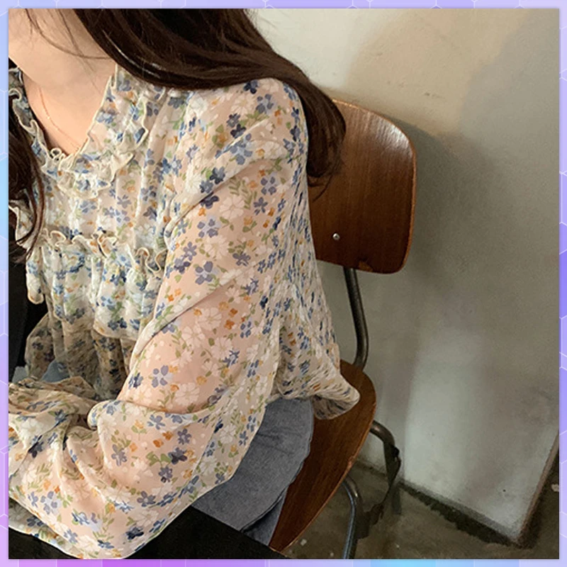 Floral T-shirt Women's Chiffon Tee Shirt Long Sleeve Thin T-shirts Female Clothing For Summer Tshirt  Flower Casual Loose Top