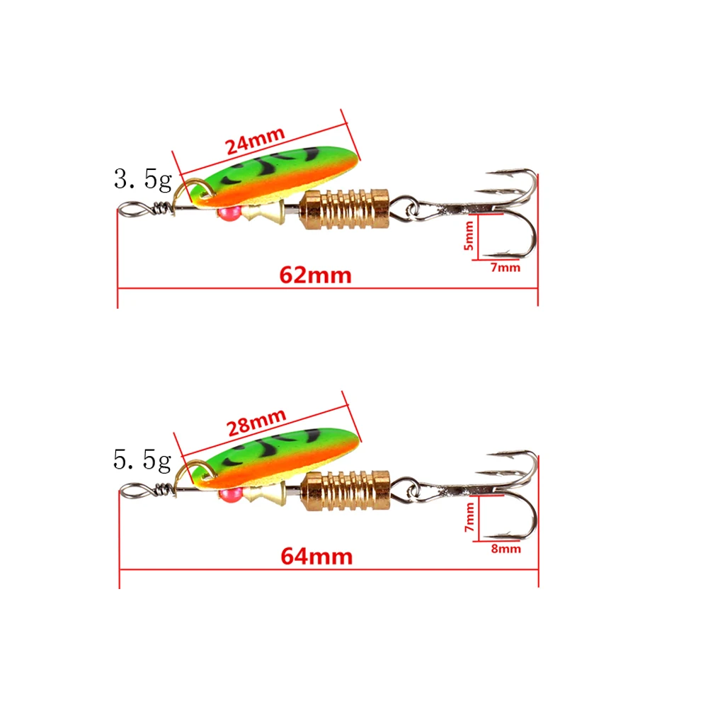 DNDYUJU 5Pcs 3.5g 5.5g Spinner Spoon Metal Bait Fishing Lure Wobblers Crank Baits Shone Metal Sequin Trout Metal Jigging Lure