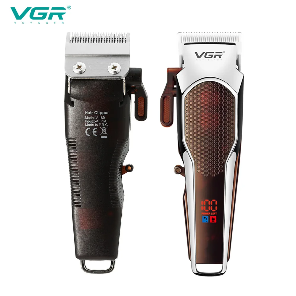 VGR 189 Hair Clipper ของเหลวคริสตัล Rechargeable Professional ส่วนบุคคล USB Clippers Trimmer เครื่องตัด Barber Clippers