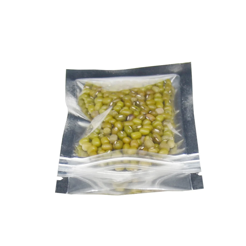 2000pcs 7.7x10cm Aluminum Foil Clear Plastic Bag Zipper Grip Seal Beans Candy Packaging Bag Heat Sealable Mylar Pouches