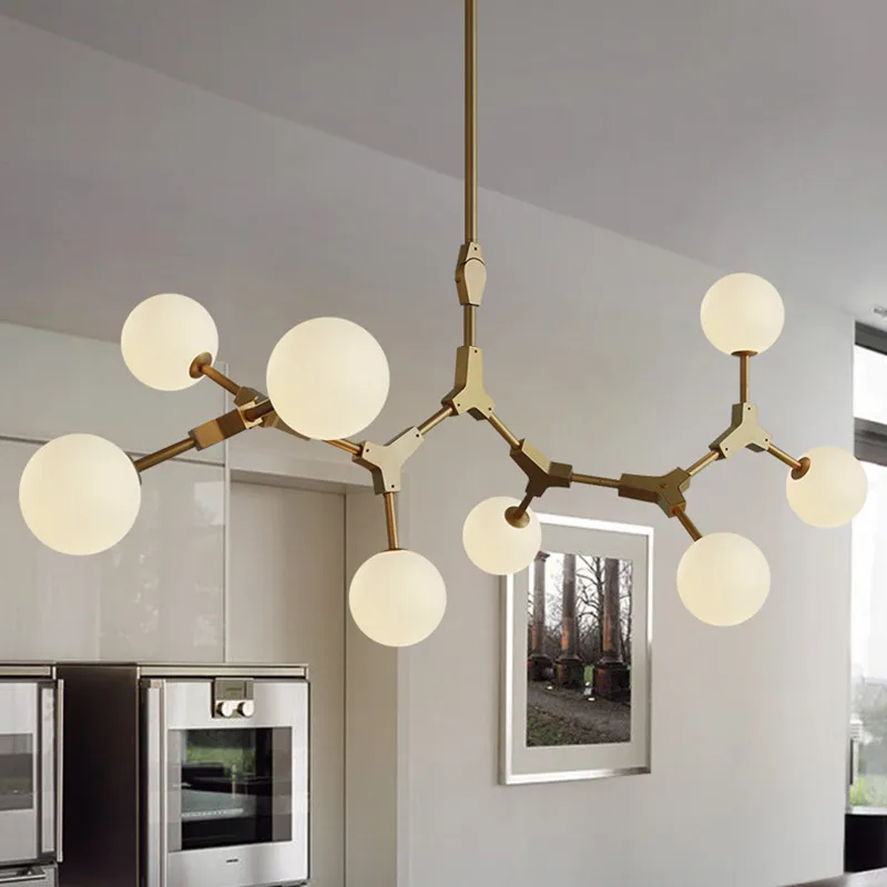 

Nordic Tree Branches Led Chandelier Glass Balls light Living Room Dining Room light molecular decorative Kitchen Island lights