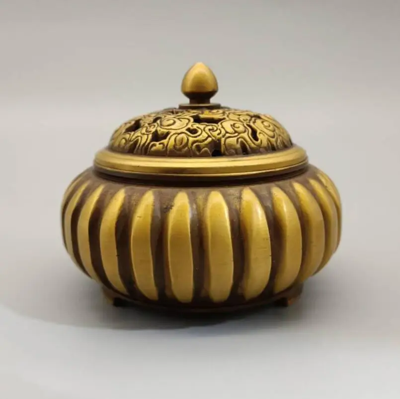 China brass pumpkin Incense burner crafts statue