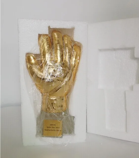 hot sale Glove Football Trophy Customized Electroplate Goalkeeper trophy 26cm Resin Golden Glove Trophies And Award