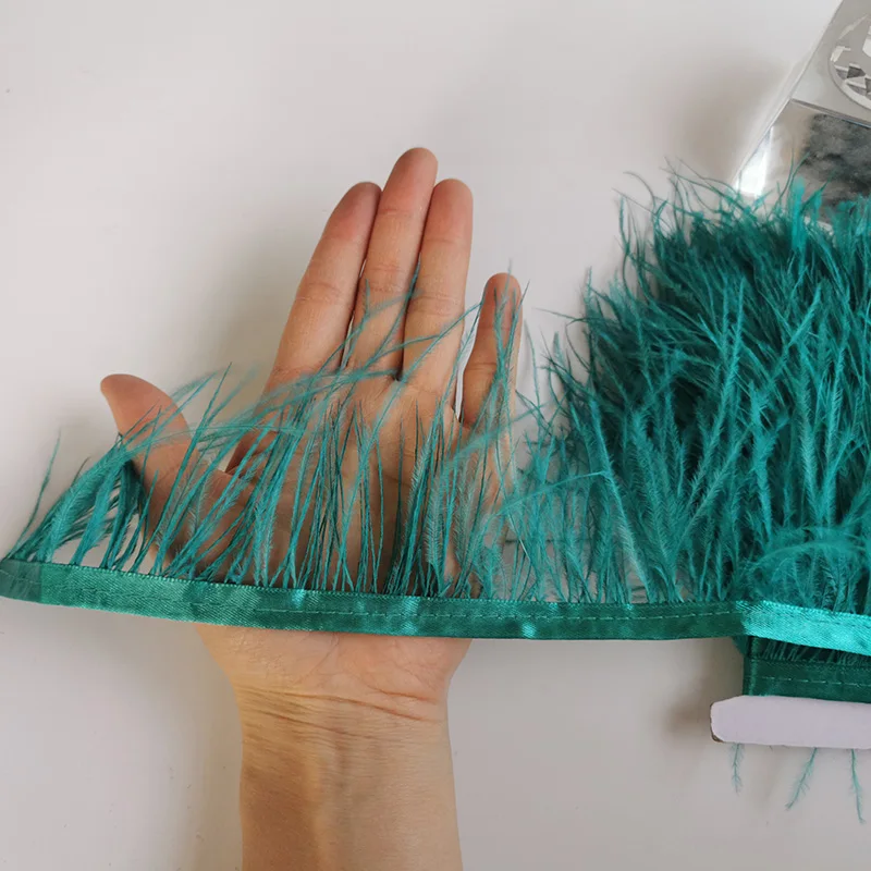 8-13cm 2meters Decorative Ostrich Feather Trim Plumes Fringe Ribbons for Needlework Dress Clothing Handicraft Accessories