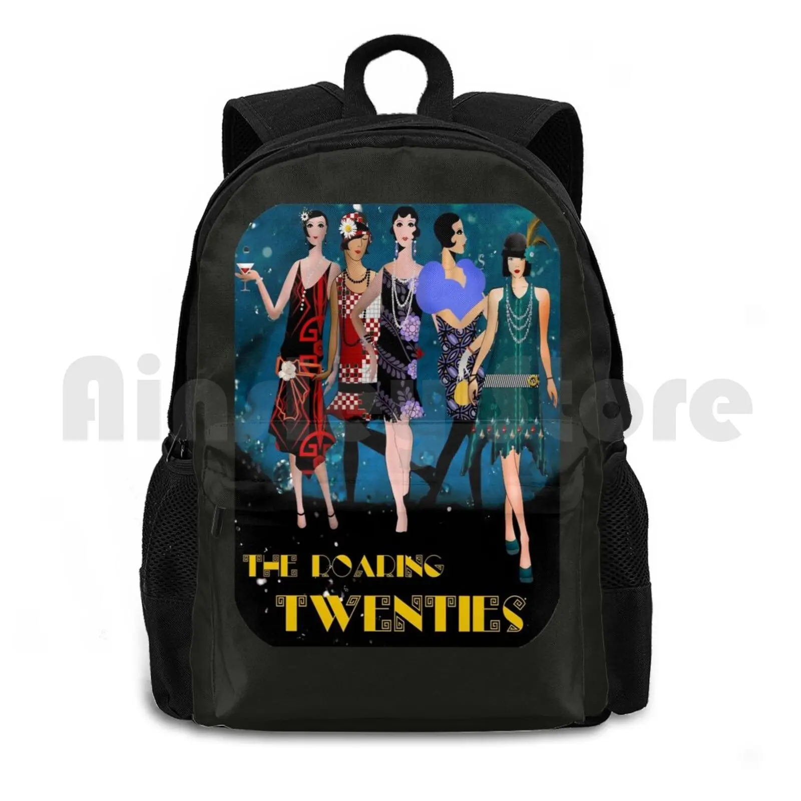 The Roaring 1920's Dancers Outdoor Hiking Backpack Waterproof Camping Travel The Roaring Twenties 20s 1920s Music Dance Al