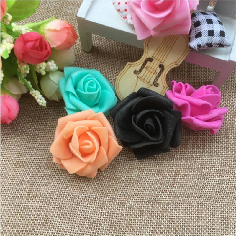 5cm 30pcs/lot Big Foam Rose Heads Artificial Roses Flowers PE Flower Fake Wedding Floral For Bridal Bouquet Party Crafts Decor