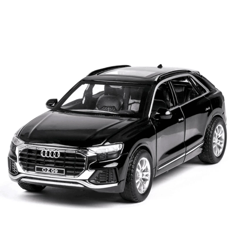 Alta Simulação Audi Q8 SUV Car Model para crianças, som e luz, puxar para trás, brinquedo de liga, presentes para crianças, 1:32