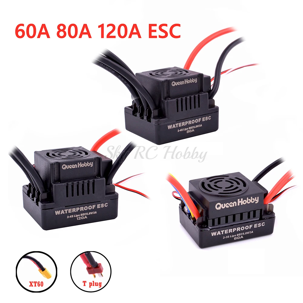 

Upgrade Sensorless 60A 80A 120A S-80A S-120A Brushless ESC Electric Speed Controller with 5.5V / 3A BEC for 1/8 1/10 RC Car