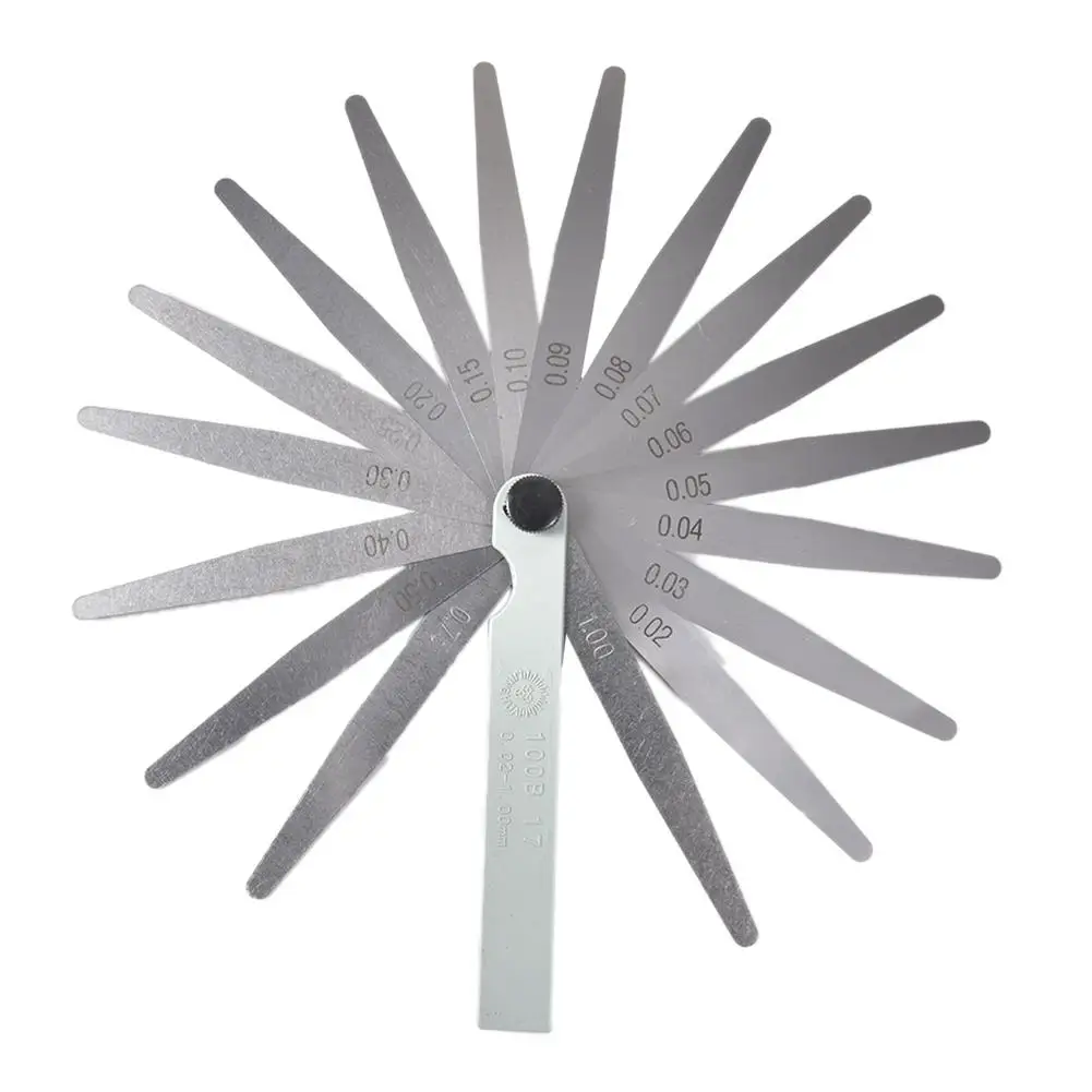 0.02-1.00MM Gap 17 Blades Range Finder Feeler Gauge Valve Feeler GaugeFiller Carbon Steel Sheet For Clearance Measurement