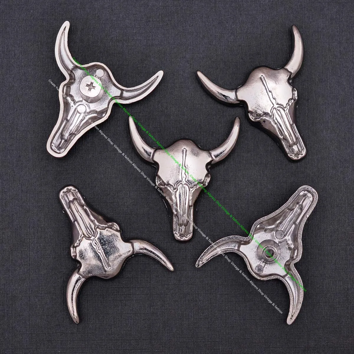 10X Western Cowboy Silver Bull Buffalo Skull Head Longhorn Leathercraft Concho Cowgril Hatband Decor