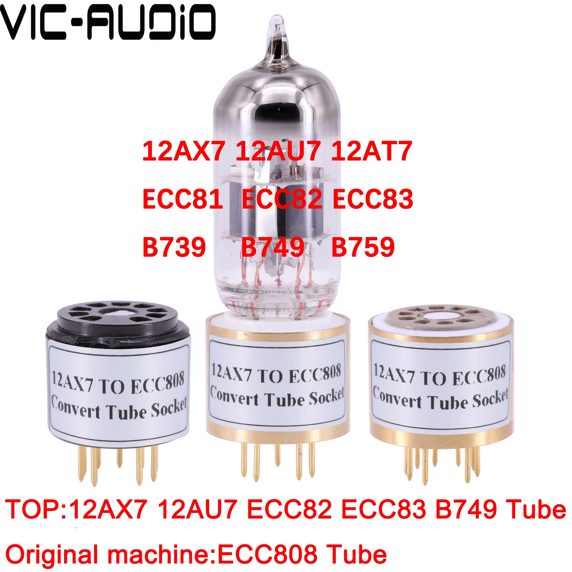 1PC 12AX7 ECC83 (12AU7)(Top) TO ECC808(Bottom) 9Pins TO 9Pins Tube DIY Audio Vacuum Tube Adapter Socket Converter Free Shipping